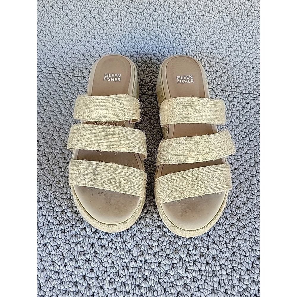 Eileen Fisher Mayla Jute Espadrille Sandals Tan Beige Size 8